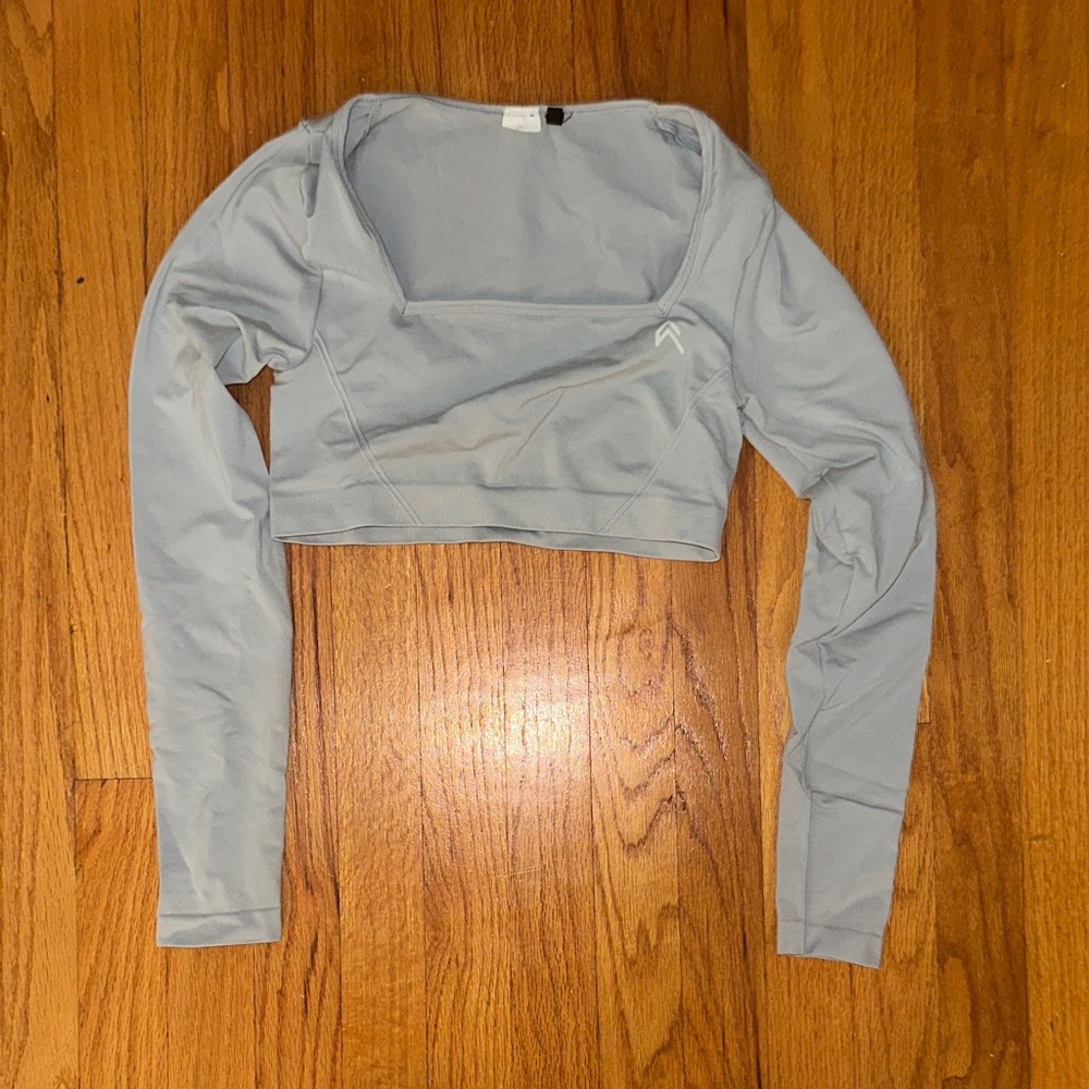 Effortless Square
Neck Crop Long Sleeve Top Ice
Blue